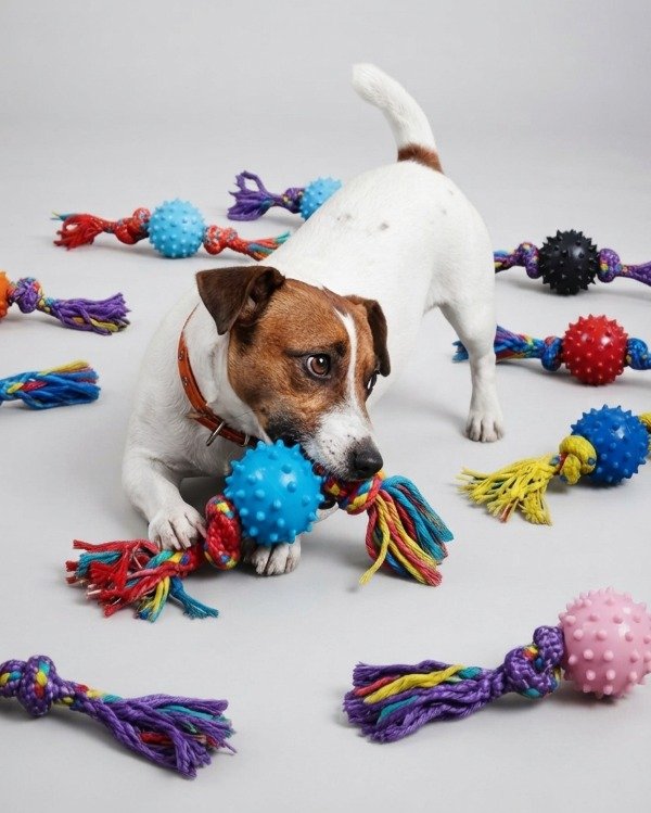 Producto - Pelota Mini Con Soga Y Puas Para Perros Pequeños Dental - 0