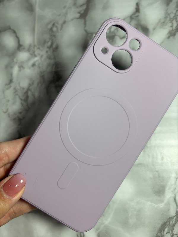 Producto - Case MagSafe lisa lila con cubre cámara iPhone 14 pro