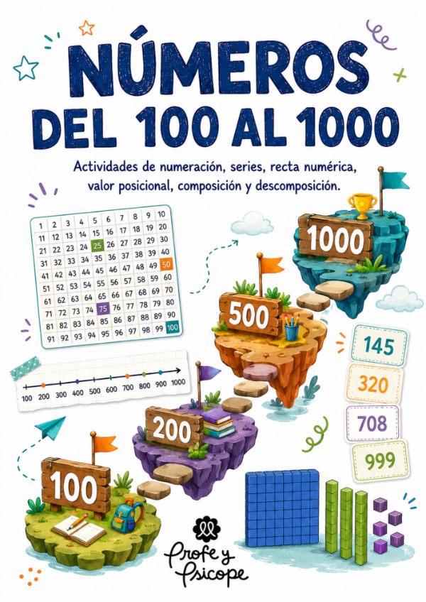 Producto - Números del 100 al 1000 Actividades de numeración, valor posicional y series