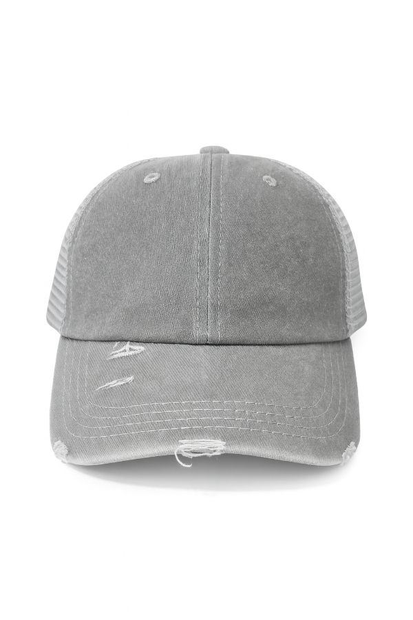 Producto - Gorra color gris claro, Lisa estilo Trucker Vintage, desgastada, Unisex