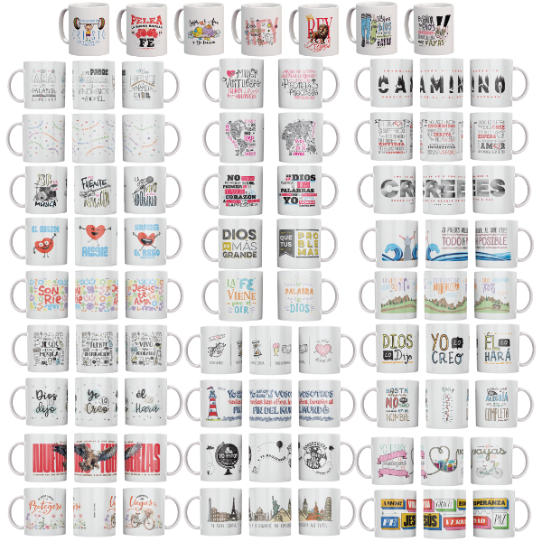 Producto - PROMO Taza Mug De Loza "J" - DISEÑOS SURTIDOS (PACK X4 UNIDADES)