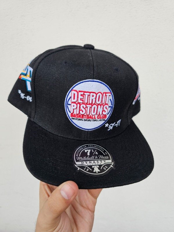 Detroit pistons logo history nba mitchell and ness 7 1/4