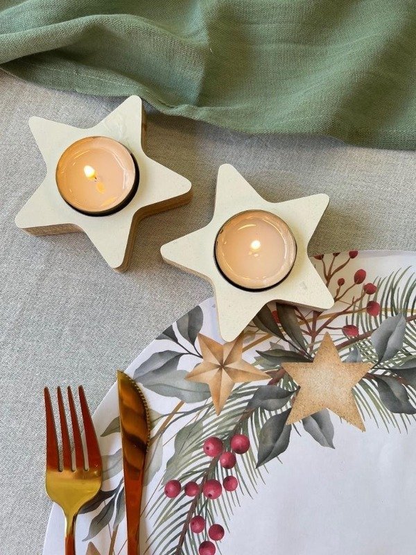 Producto - Duo De Porta Vela Estrella X 2 Incluye Velitas