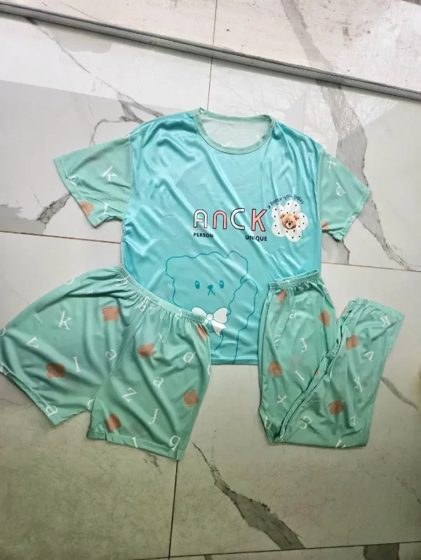 Producto - Conjunto 3 piezas Importado Remera short y pantalon Verde aqua
