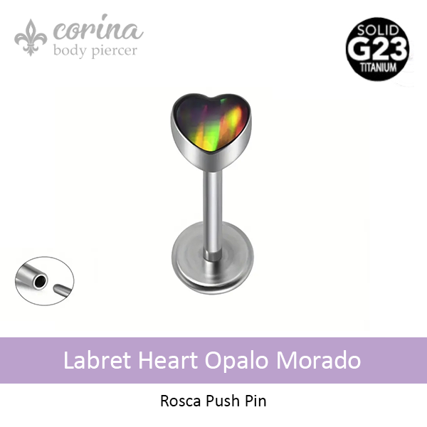 Producto - Labret Corazón Opalo Morado