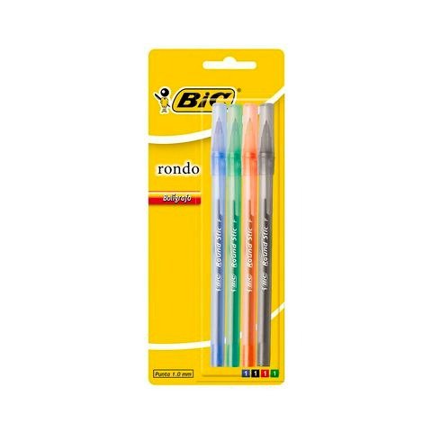 Producto - BOLIGRAFO ROUND STIC 1.0MM SURTIDO BOLSA X4 BIC