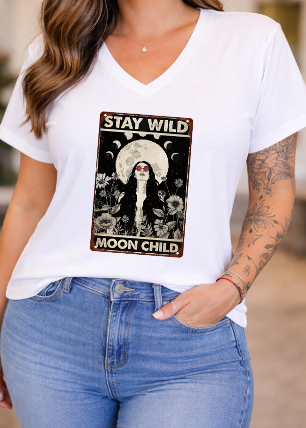 Producto - Remera de Algodon escote V Blanco (Moon Child)