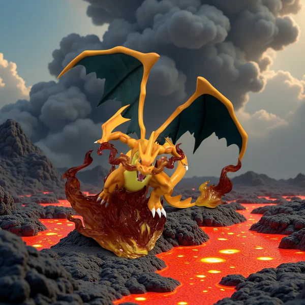 Producto - Diorama Mega Charizard - Pokemon (20cm) c/ luz