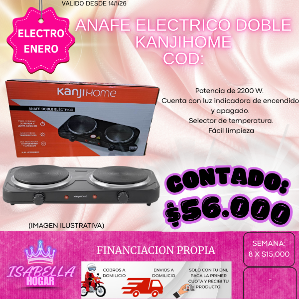 Producto - ANAFE DOBLE ELECTRICO KANJI HOME