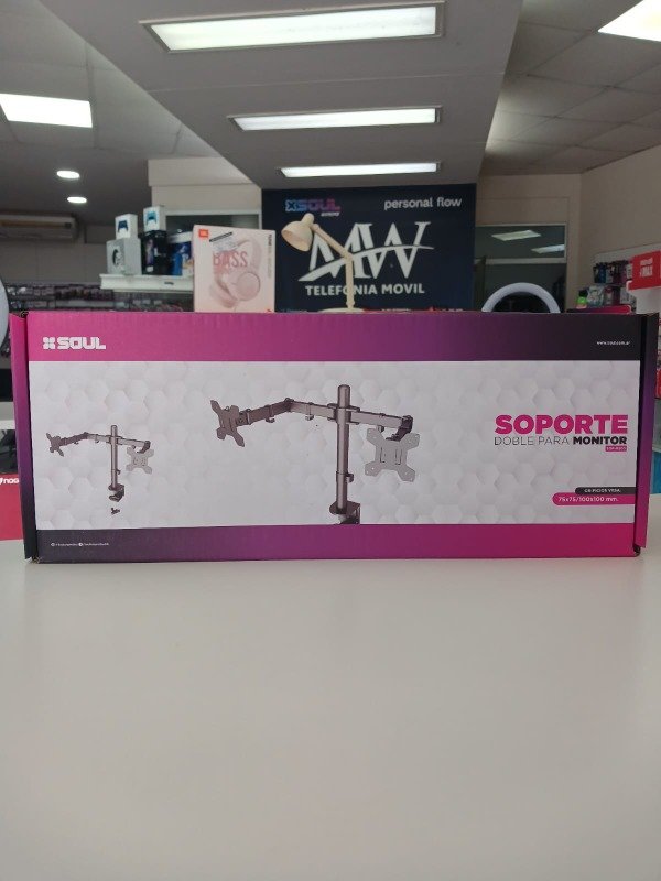 Producto - Soporte Monitor P/Escritorio Doble Brazo Simple Vesa 100x100 Soul SOP-M200