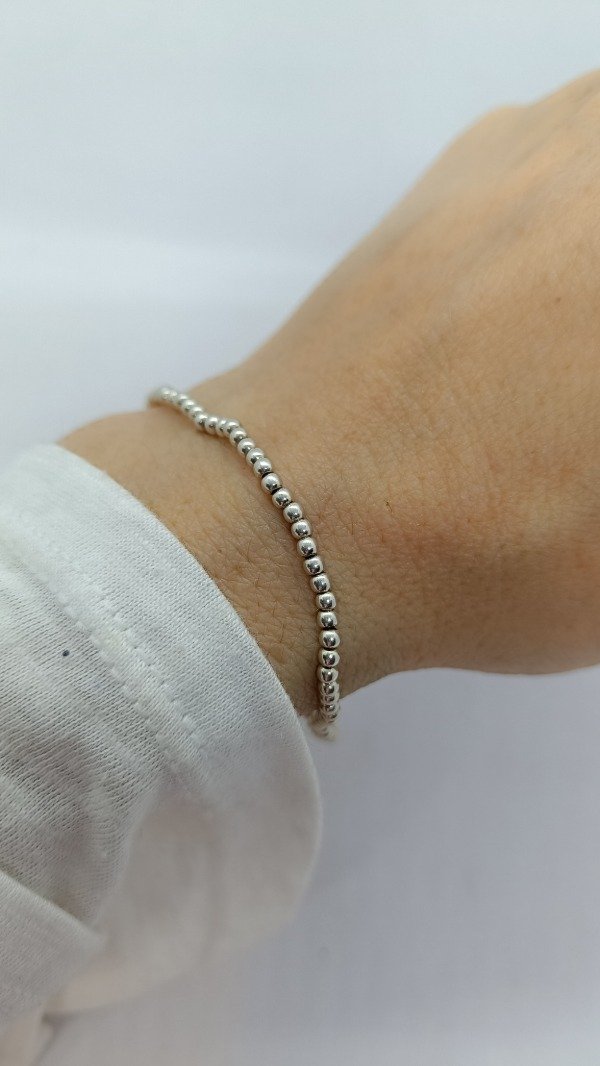 Producto - Pulsera Elastizada Bolitas de Plata - 1