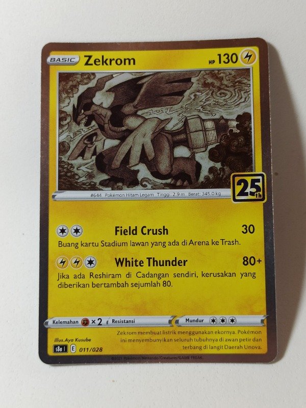 Producto - Cartas Pokemon Zekrom 011/028 S8a Indonesia 25th ANNIVERSARY COLLECTION