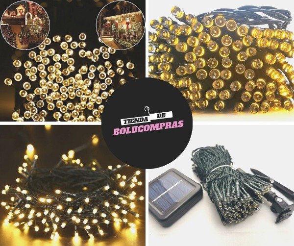 Producto - Guirnalda Solar 200 Luces Led Blanco Calido con Panel Solar 20 mts de Largo