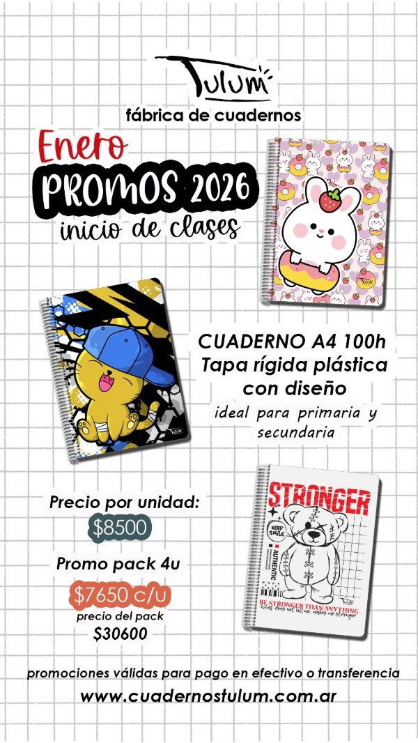 Producto - PROMO ENERO PACK x4 Cuaderno A4 tapa rígida plástica 100h LEER DESCRIPCIÓN!