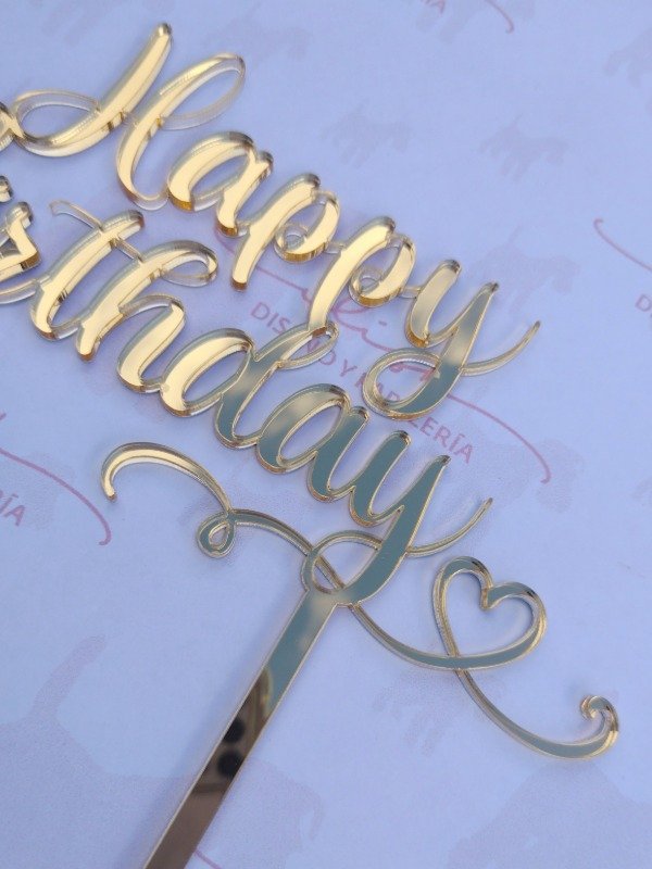 Producto - Topper "Happy Birthday" con corazón