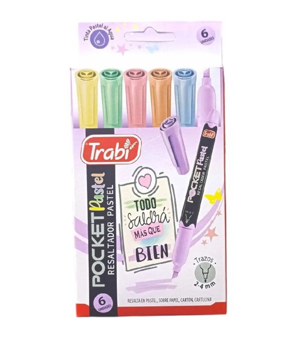 Producto - Resaltadores Pastel Pocket x6 TRABI