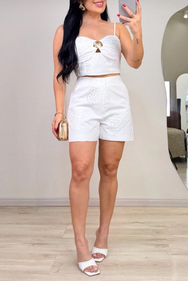 Producto - Conjunto short y top espalda elastizada Marsol Blanco importado 150br99 - 2