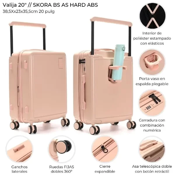 Producto - VALIJA CARRY ON SKORA BS AS HARD ABS ROSA 20" 441516