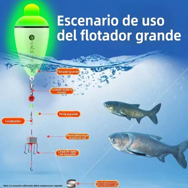 Producto - Boya Plastica Pera con Led Rojo y/o Verde Soporta hasta 80g + Pila CR2032 - 3