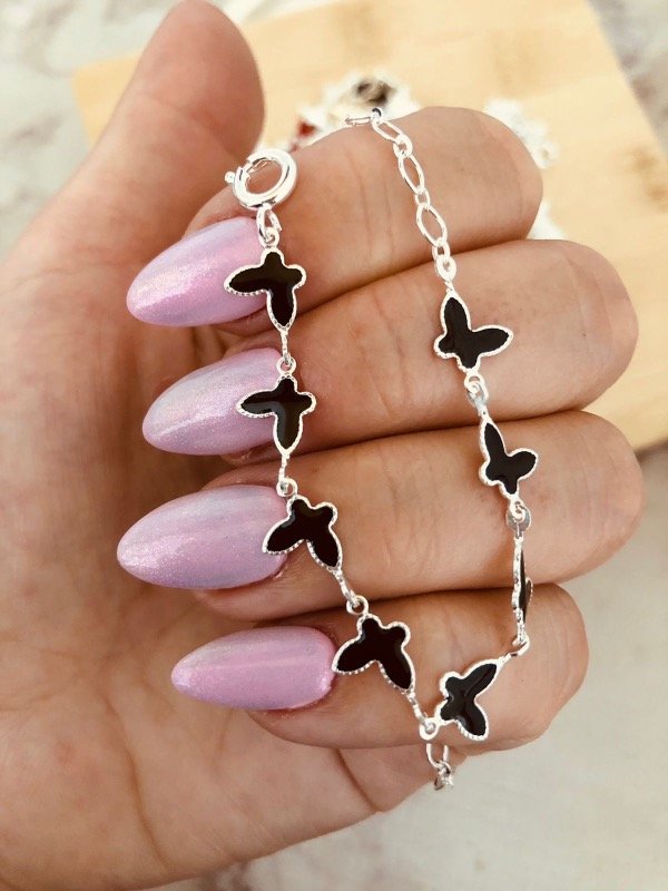 Producto - Tobillera Butterfly Black Plata 900