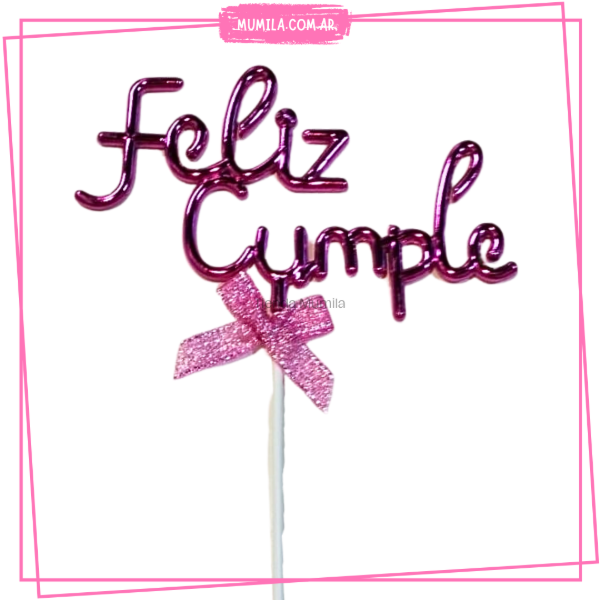 Producto - Topper Feliz cumple fucsia FC08