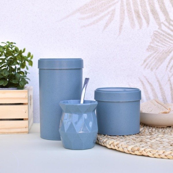 Producto - COMBO MATERO BAMBU - JUEGO DE LATAS - MATE CON BOMBILLA