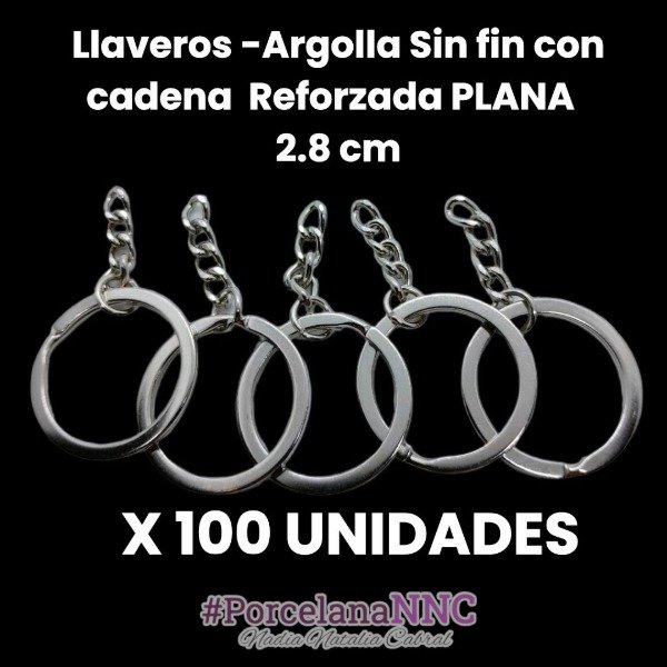 Producto - Llaveros -Argolla Sin fin Reforzada PLANA  2.8 cm X100 UNIDADES