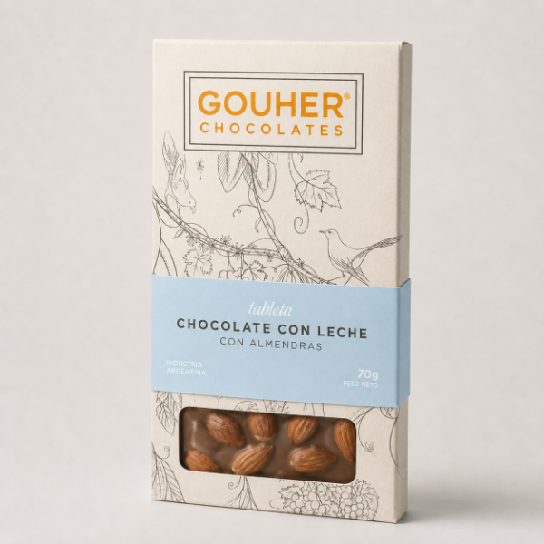 Producto - Tableta de chocolate con leche negro con almendras tostadas x 70g