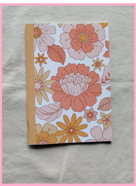 Producto - Cuaderno flexible abrochado - Modelo Flores naranjas