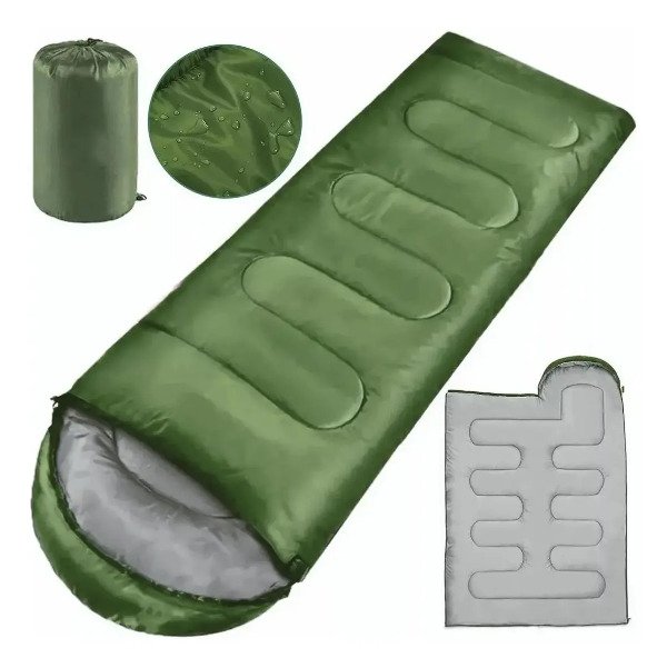 Producto - Bolsa de Dormir con Capucha Verde Tamaño Grande Apertura Completa - 8