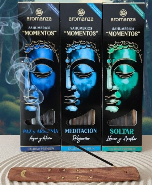 Producto - Sahumerios Aromanza MOMENTOS Pack 3 Cajas De 5 unidades y Porta Sahumerio