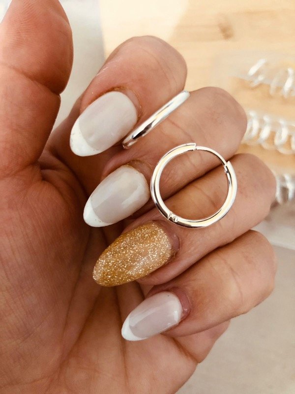 Producto - Argollas lisas clásicas x par 1,8cm Acero Blanco