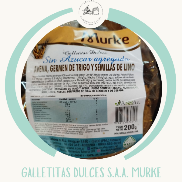 Producto - Galletitas de avena Murke sin azucar x 200 gr - 1