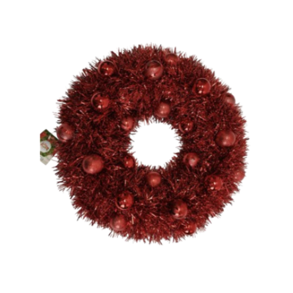 Producto - Corona tinsel full roja 38cm