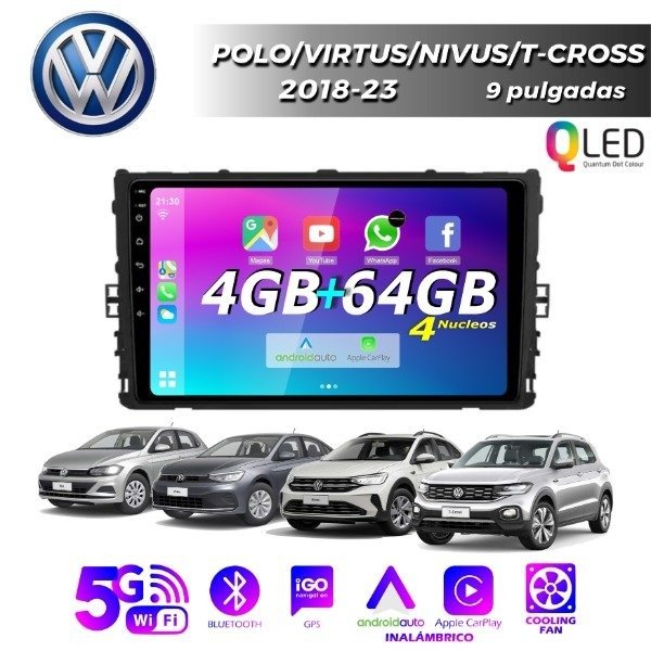 Producto - MULTIMEDIA VOLKSWAGEN  POLO/NIVUS 2018+ 2G 32 M - 9" CON CAR PLAY Y ANDROID AUTO