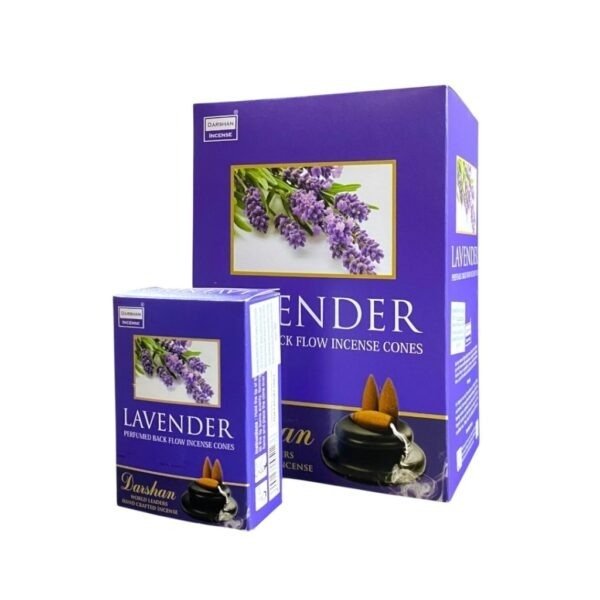 Producto - Conos black flow cascada Darshan lavanda x 12 unid.