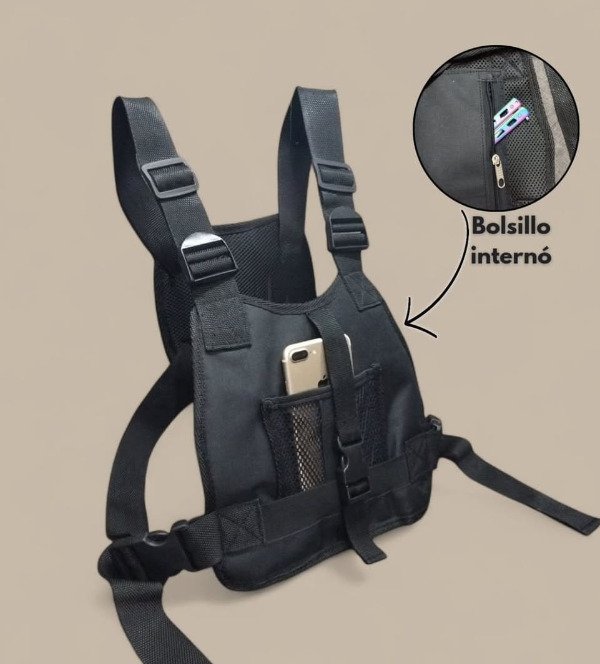 Producto - PECHERA TÁCTICA PORTA CELULAR CON BOLSILLO INTERNO LATERAL