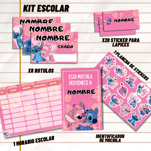 Producto - KIT ESCOLAR EDITABLE - STITCH Y ANGEL - DIGITAL