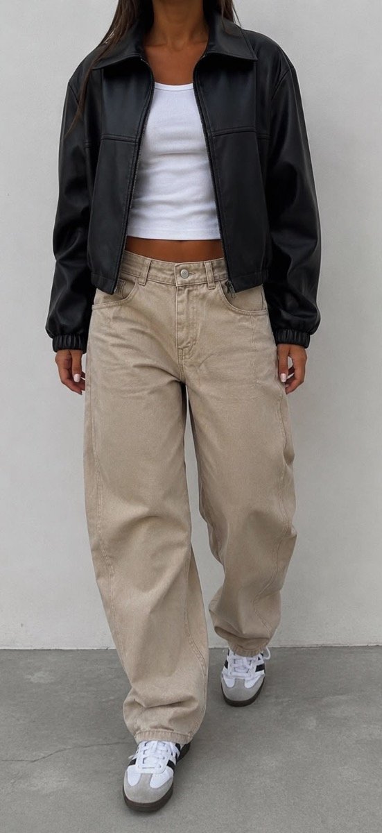 Baggy beige con reguladores rígido tiro medio