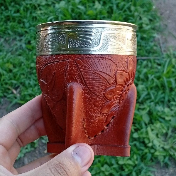 Producto - Imperial Calabaza con Virola de Alpaca y Cuero Repujado