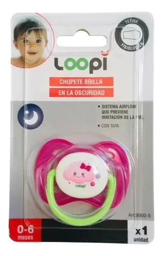 Producto - LOOPI CHUPETE BRILLA EN LA OSCURIDAD 0-6 MESES ROSA