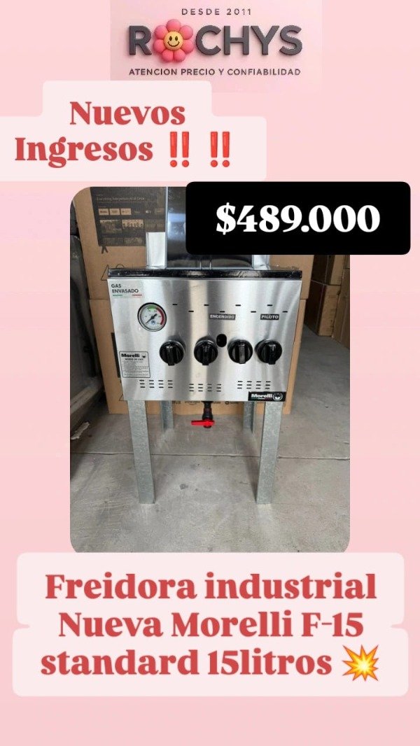 Producto - FREIDORA INDUSTRIAL NUEVAS MORELLI F-15 STANDARD 15 LITROS