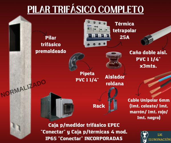 Producto - Pilar Trifásico Premoldeado con Accesorios