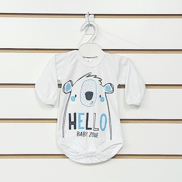 Producto - Body "Hello" blanco con borde cremita T4 T6