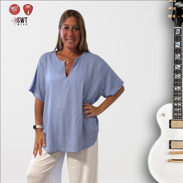 Producto - Blusa Cuello Mao Lino Lisa Manga Corta 2025