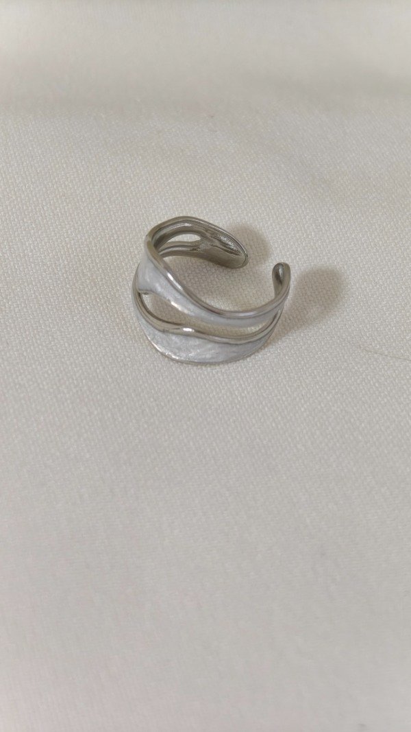 Producto - Anillo acero esmalte blanco