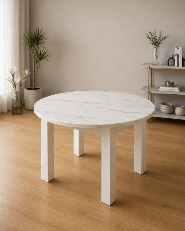 Producto - MESA REDONDA EN MDF MARMOLADA / 1,20CM