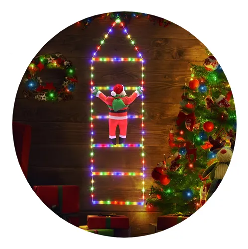 Producto - Escalera Led con Papa Noel con enchufe MULTICOLOR