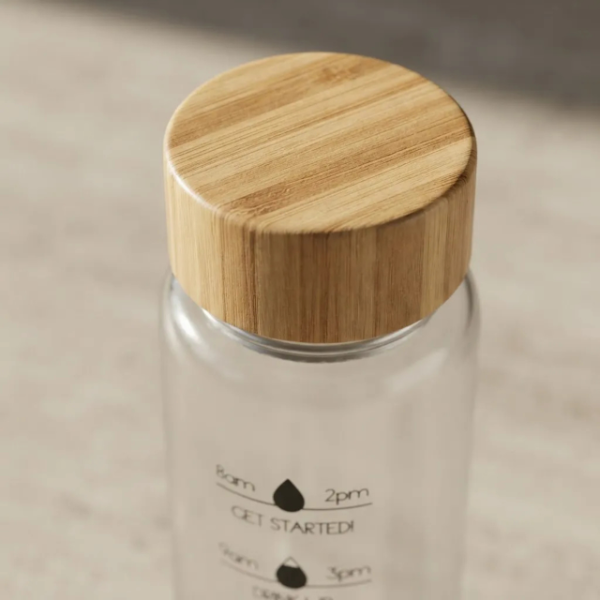 Producto - Botella Motivacional De Vidrio Tapa Bambú Capacidad 1l - 2