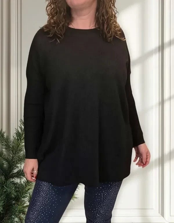 Producto - Sweater Bremer Suave Liso Oversize Amplio 140 cm Abarca XL-XXL Aleli NEGRO